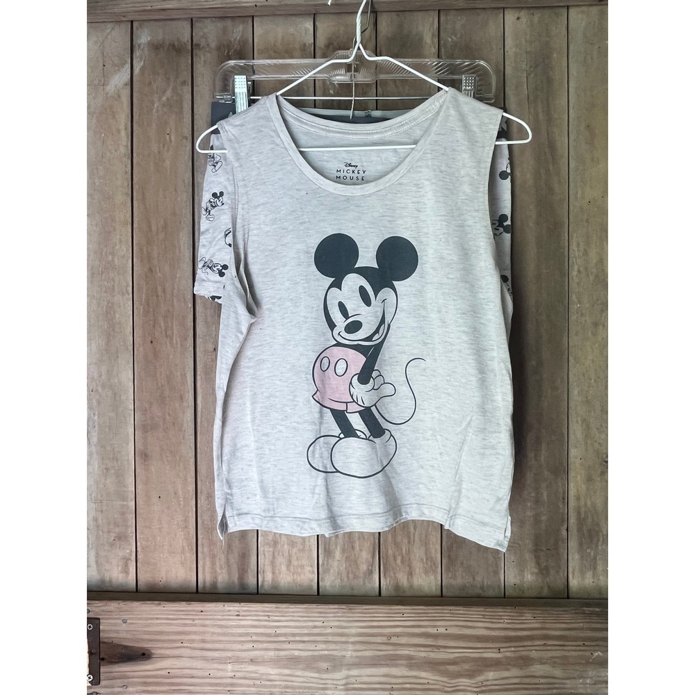Disney Mickey Mouse Pajama  Womens Small Gray Tank Top and Shorts 2 Piece Sleep